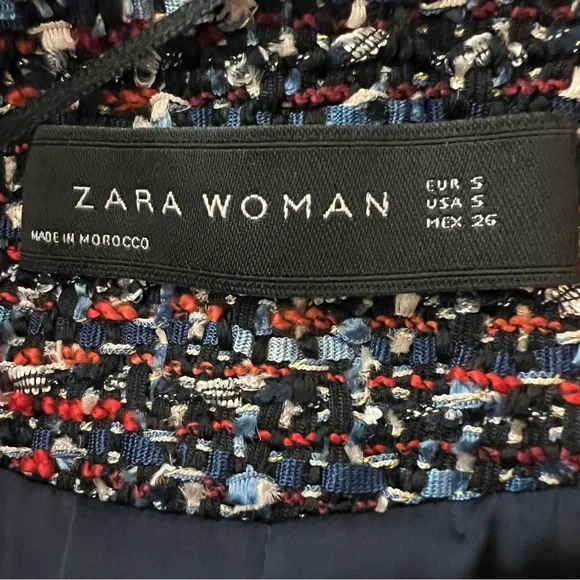 Zara Woman Tweed Blazer Jacket Small Multicolor Parisian Chic Tassel Fringe Pom - Picture 12 of 15
